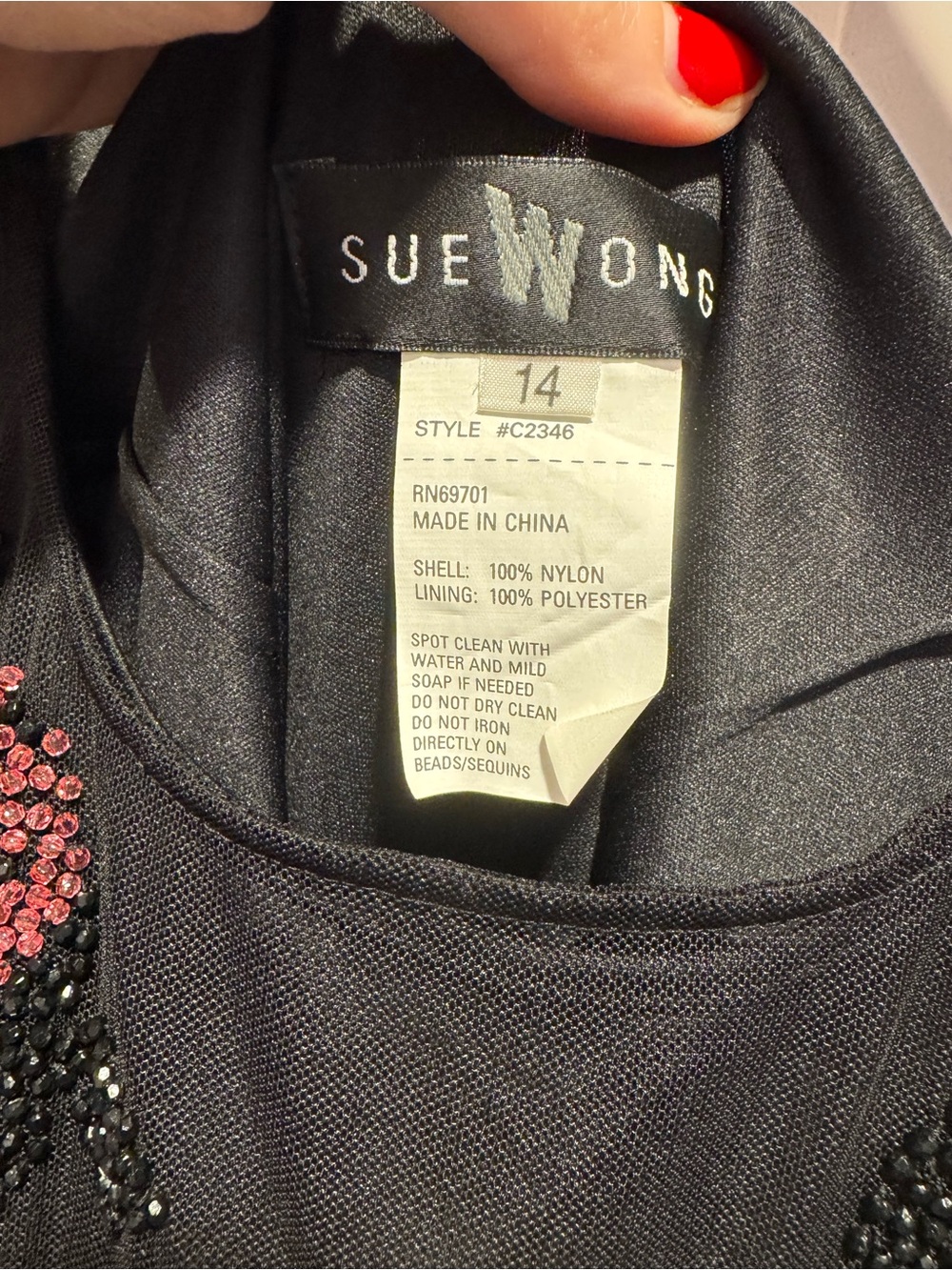 LIKE NEW!! Sue Wong Size 14 Asymmetrical Mesh Dress - Picture 8 of 12